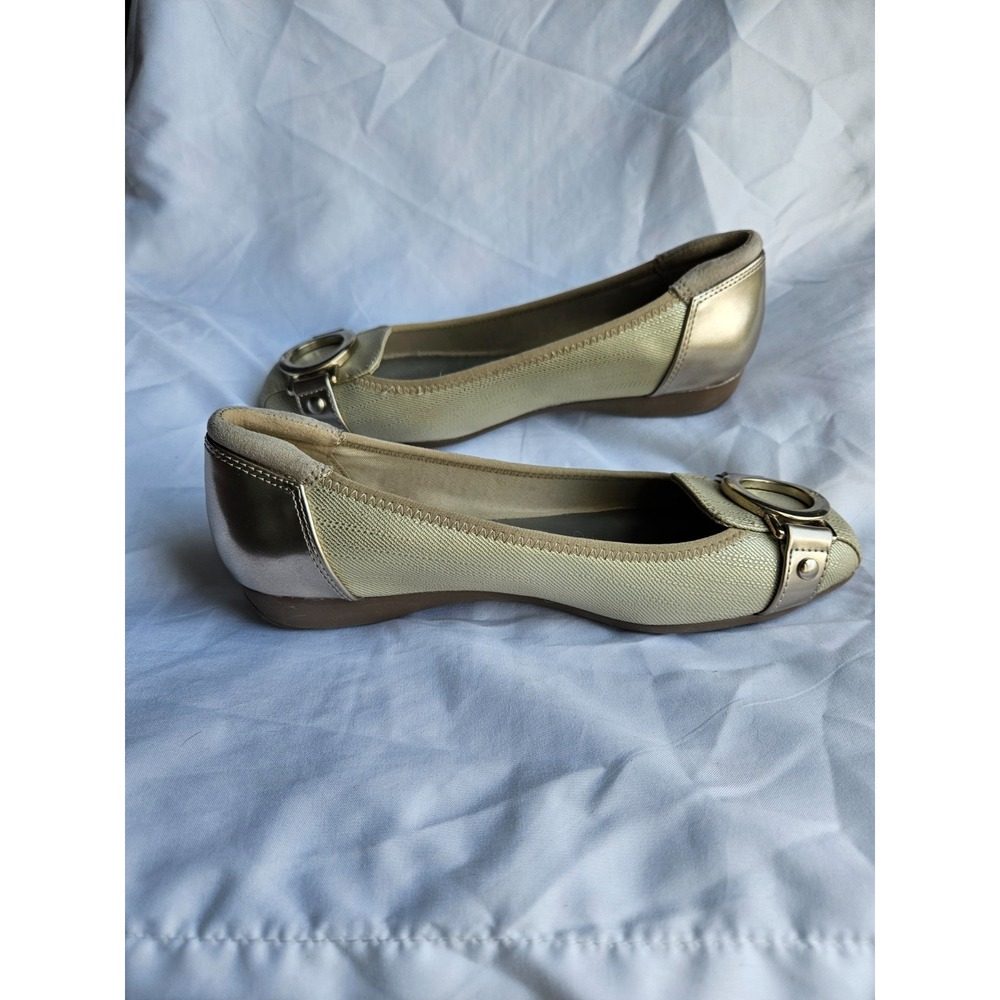 Anne Klein Sport Umeko Round Toe Flat Shoe Size 6 Metallic